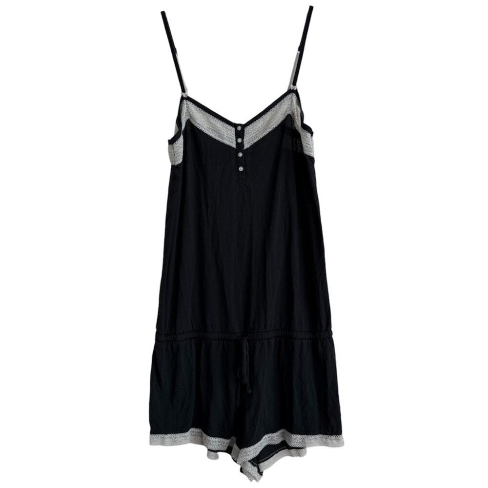 Victoria's Secret Black Lace Trim Cami Romper Lounge Teddy Sleepwear Size Small